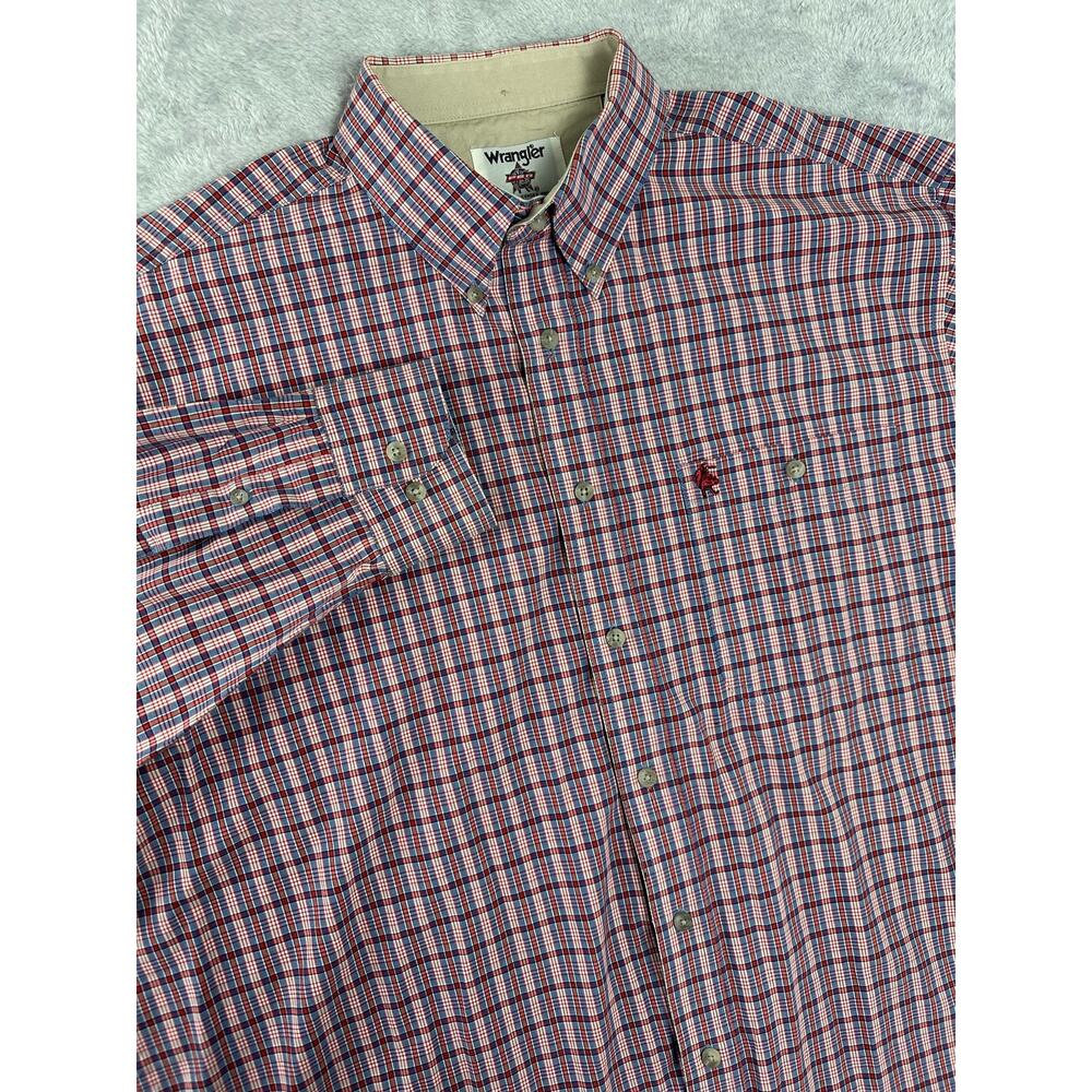 Wrangler PBR Men XL Red Plaid Western Shirt Professional Bull Riders Logo - Picture 2 of 9